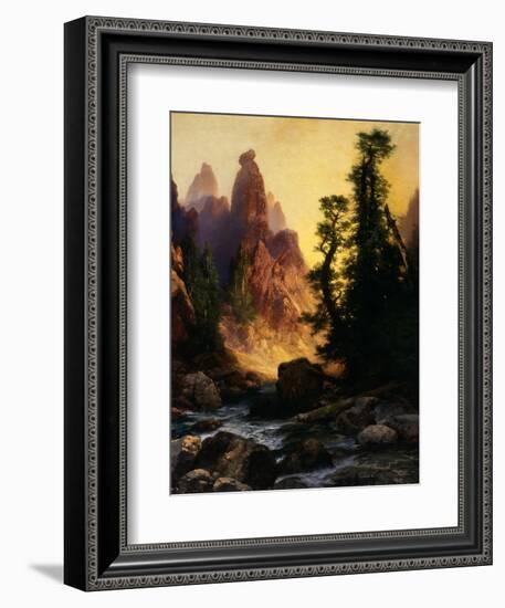 Below the Towers of Tower Falls, Yellowstone Park, 1909-Thomas Moran-Framed Giclee Print
