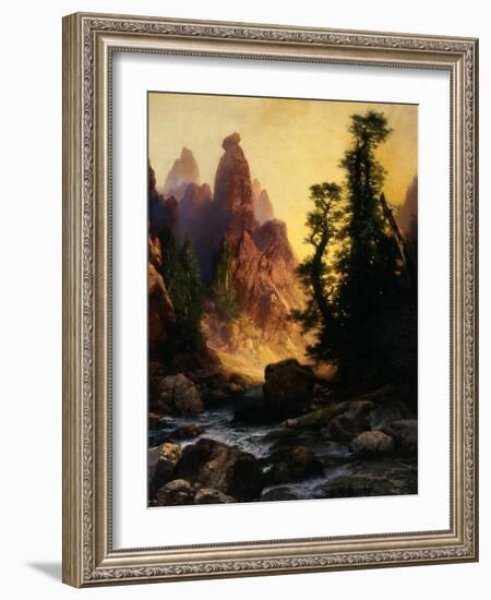 Below the Towers of Tower Falls, Yellowstone Park, 1909-Thomas Moran-Framed Giclee Print