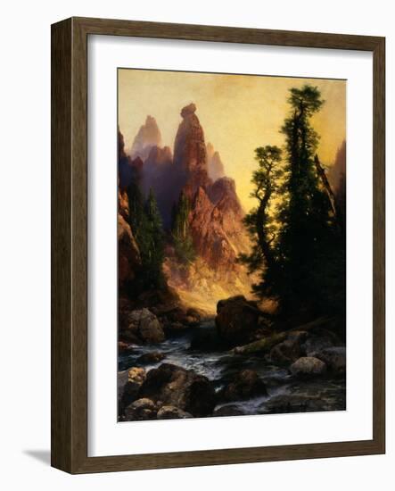 Below the Towers of Tower Falls, Yellowstone Park, 1909-Thomas Moran-Framed Giclee Print