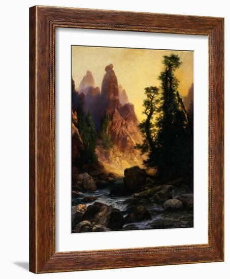 Below the Towers of Tower Falls, Yellowstone Park, 1909-Thomas Moran-Framed Giclee Print