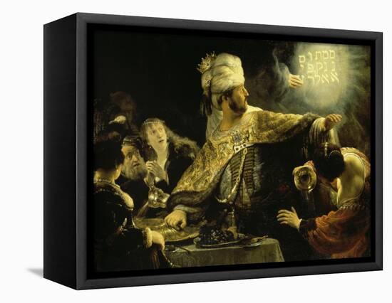 Belshazzar's Feast-Rembrandt van Rijn-Framed Premier Image Canvas