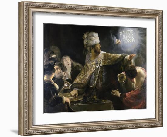 Belshazzar's Feast-Rembrandt van Rijn-Framed Premium Giclee Print