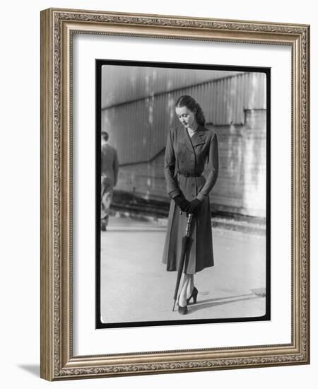 Belted Dress and Umbrella-null-Framed Art Print