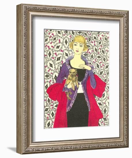 Bemused Lady with Cairns Terrier-null-Framed Art Print