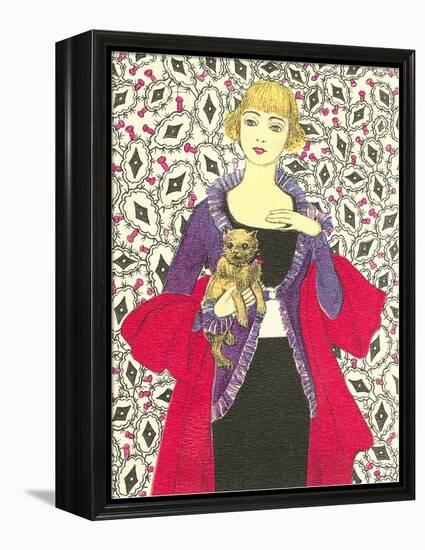 Bemused Lady with Cairns Terrier-null-Framed Stretched Canvas