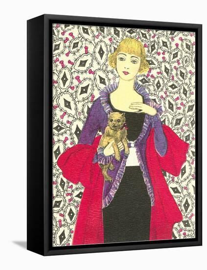Bemused Lady with Cairns Terrier-null-Framed Stretched Canvas