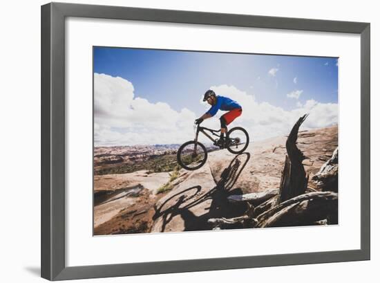 Ben Duke Mountain Biking Captain Ahab Trail, Moab, Utah-Louis Arevalo-Framed Photographic Print