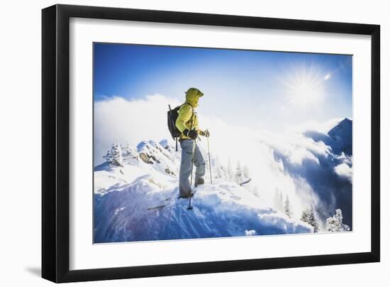 Ben Duke  Rises Above The Clouds While Exploring The Central Wasatch Mountains On Skis, Utah-Louis Arevalo-Framed Photographic Print