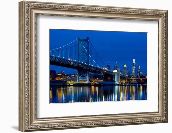 Ben Franklin Bridge at dusk, Philadelphia, Pennsylvania, USA-null-Framed Photographic Print