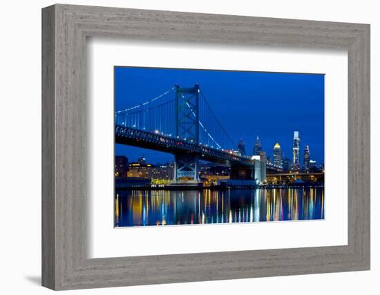 Ben Franklin Bridge at dusk, Philadelphia, Pennsylvania, USA-null-Framed Photographic Print