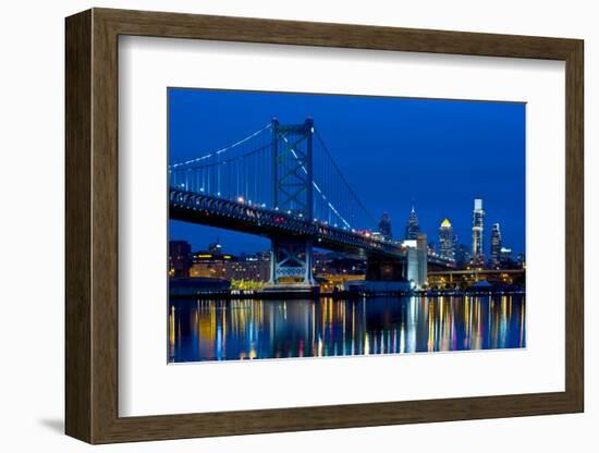 Ben Franklin Bridge at dusk, Philadelphia, Pennsylvania, USA-null-Framed Photographic Print