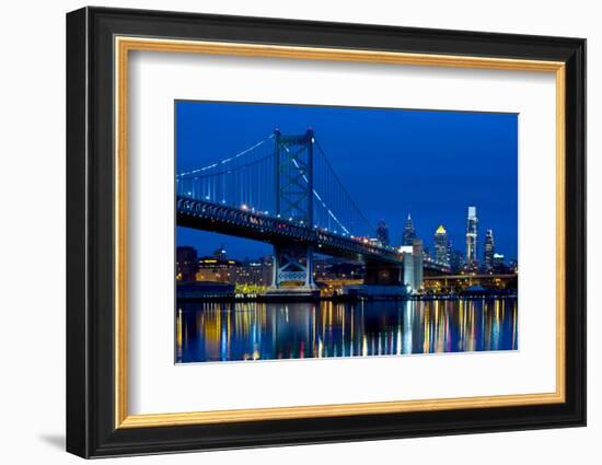 Ben Franklin Bridge at dusk, Philadelphia, Pennsylvania, USA-null-Framed Photographic Print