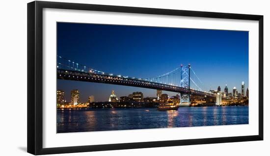 Ben Franklin Bridge at dusk, Philadelphia, Pennsylvania, USA-null-Framed Photographic Print