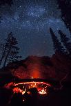 A Fire Burns under a Canopy of Stars and Evergreens in the Seven Devil Mountains in Central Idaho-Ben Herndon-Photographic Print