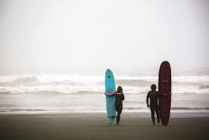 A Male And Female Surfer Hold Their Surfboards In The Olympic National Park In Washington State-Ben Herndon-Photographic Print