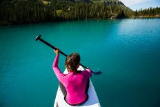 Bekah Herndon Paddle Boarding At Grinell Lake In The Many Glacier Area Of Glacier NP In Montana-Ben Herndon-Photographic Print