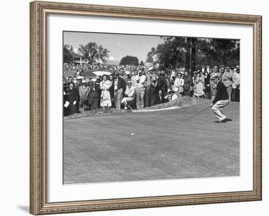 Ben Hogan Applying "Body English" after Putting on 7Th, But Ball Went Foot Past Hole and Took Par-null-Framed Premium Photographic Print