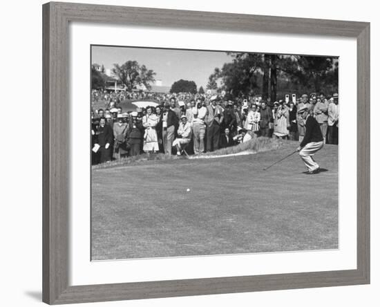 Ben Hogan Applying "Body English" after Putting on 7Th, But Ball Went Foot Past Hole and Took Par-null-Framed Premium Photographic Print