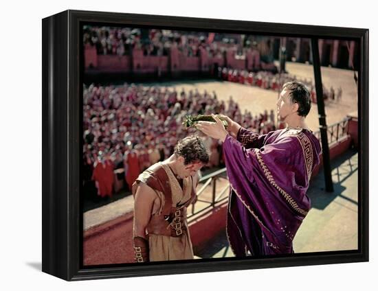 BEN-HUR, 1959 directed by WILLIAM WYLER Charlton Heston and Frank Thring (photo)-null-Framed Stretched Canvas