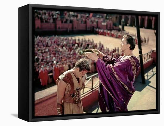 BEN-HUR, 1959 directed by WILLIAM WYLER Charlton Heston and Frank Thring (photo)-null-Framed Stretched Canvas