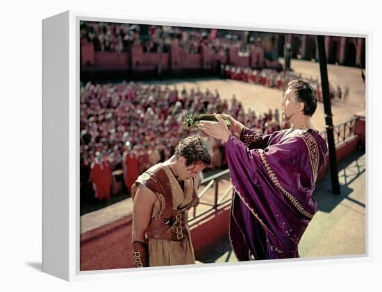 BEN-HUR, 1959 directed by WILLIAM WYLER Charlton Heston and Frank Thring (photo)-null-Framed Stretched Canvas