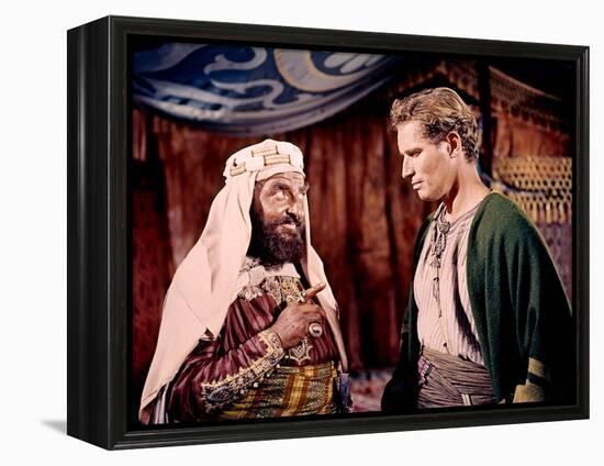 BEN-HUR, 1959 directed by WILLIAM WYLER Hugh Griffith and Charlton Heston (photo)-null-Framed Stretched Canvas