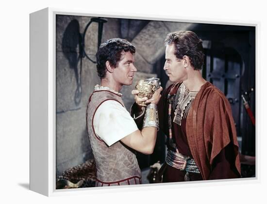 BEN-HUR, 1959 directed by WILLIAM WYLER Stephen Boyd and Charlton Heston (photo)-null-Framed Stretched Canvas