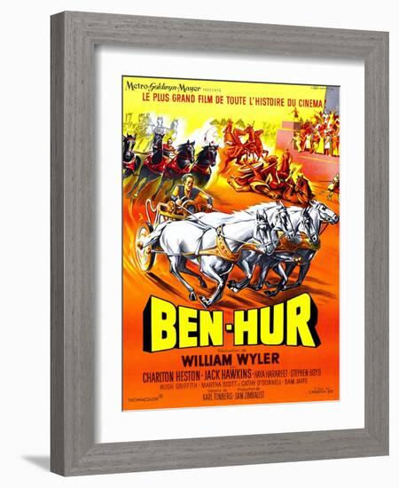 Ben-Hur, Charlton Heston, (French Poster Art), 1959-null-Framed Art Print