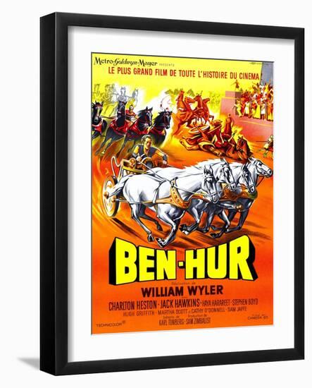 Ben-Hur, Charlton Heston, (French Poster Art), 1959-null-Framed Art Print