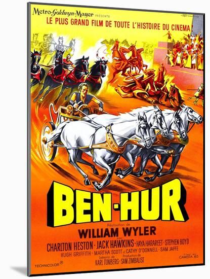Ben-Hur, Charlton Heston, (French Poster Art), 1959-null-Mounted Art Print