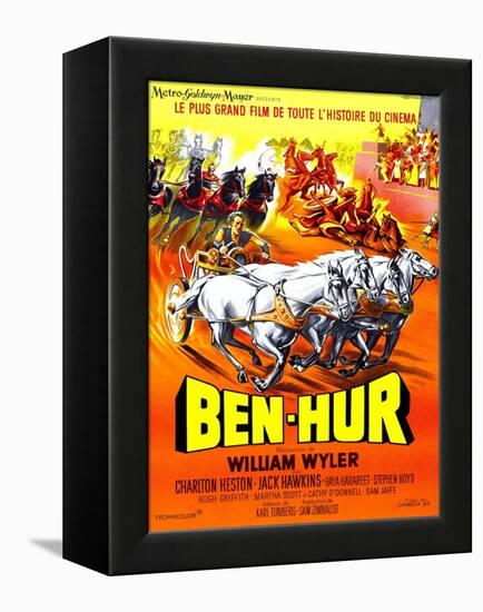 Ben-Hur, Charlton Heston, (French Poster Art), 1959-null-Framed Stretched Canvas