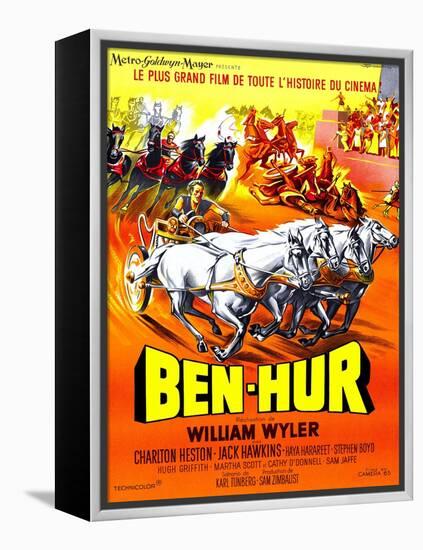 Ben-Hur, Charlton Heston, (French Poster Art), 1959-null-Framed Stretched Canvas