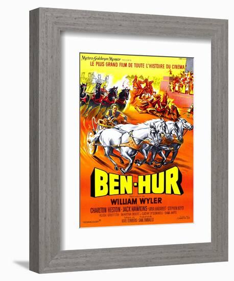 Ben-Hur, Charlton Heston, (French Poster Art), 1959-null-Framed Art Print