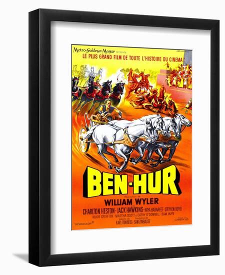 Ben-Hur, Charlton Heston, (French Poster Art), 1959-null-Framed Art Print