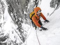 Tom Grant Arriving in the Upper Couloir Nord Des Drus, Chamonix, France-Ben Tibbetts-Framed Premier Image Canvas