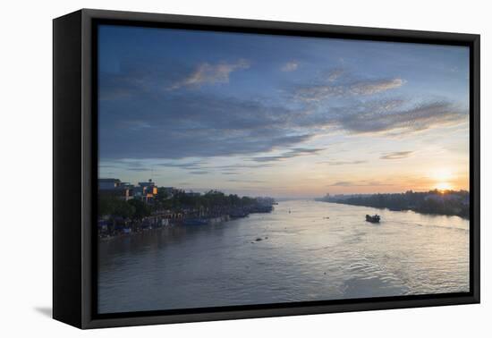 Ben Tre River at Dawn, Ben Tre, Mekong Delta, Vietnam, Indochina, Southeast Asia, Asia-Ian Trower-Framed Premier Image Canvas