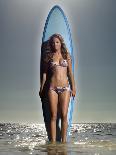 Young Woman with a Surfboard-Ben Welsh-Framed Premier Image Canvas