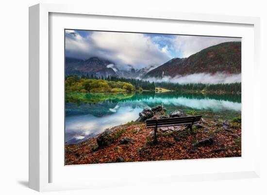 Bench by the Lake-Ales Krivec-Framed Giclee Print