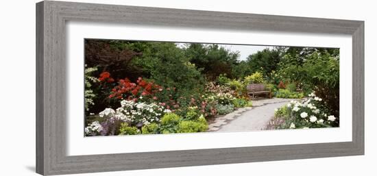 Bench in a Garden, Olbrich Botanical Gardens, Madison, Wisconsin, USA-null-Framed Photographic Print