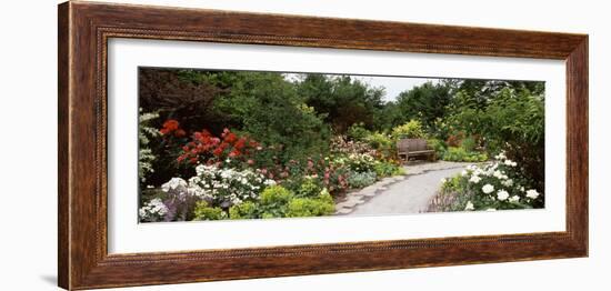 Bench in a Garden, Olbrich Botanical Gardens, Madison, Wisconsin, USA-null-Framed Photographic Print