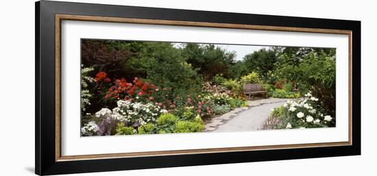 Bench in a Garden, Olbrich Botanical Gardens, Madison, Wisconsin, USA-null-Framed Photographic Print