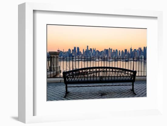 Bench in Park and New York City Midtown Manhattan at Sunset with Skyline Panorama View-Songquan Deng-Framed Photographic Print