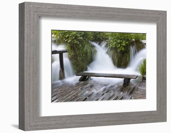 Bench in Water, Plitvice Lakes, Plitvicka Jezera, Croatia-Martin Zwick-Framed Photographic Print