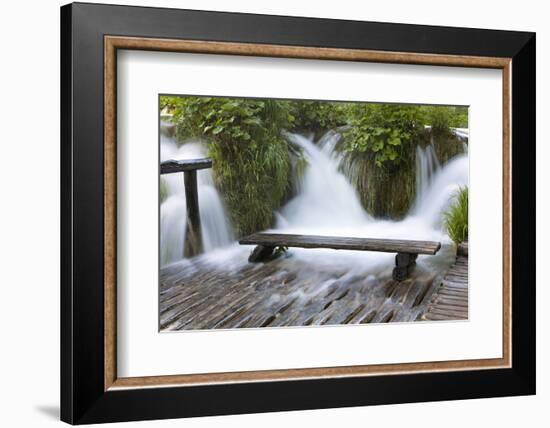 Bench in Water, Plitvice Lakes, Plitvicka Jezera, Croatia-Martin Zwick-Framed Photographic Print