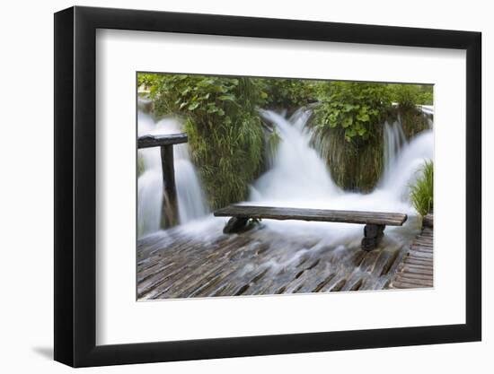 Bench in Water, Plitvice Lakes, Plitvicka Jezera, Croatia-Martin Zwick-Framed Photographic Print