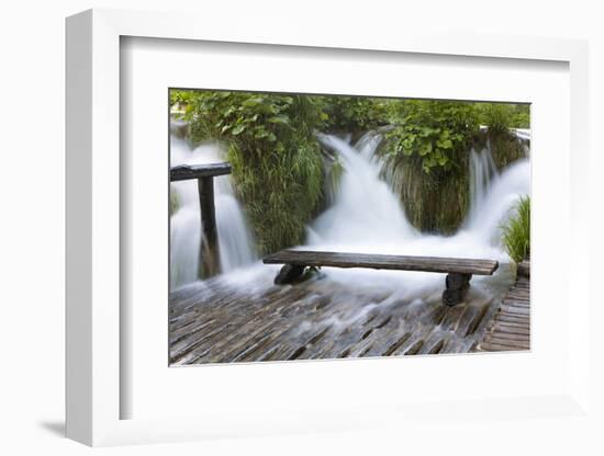 Bench in Water, Plitvice Lakes, Plitvicka Jezera, Croatia-Martin Zwick-Framed Photographic Print