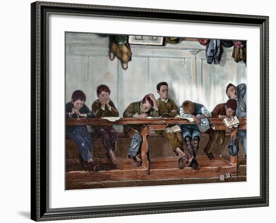 Bench of Punished in a School. Engraving, 1884-null-Framed Giclee Print