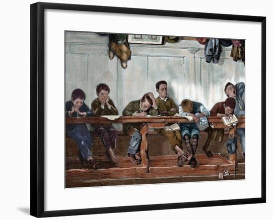 Bench of Punished in a School. Engraving, 1884-null-Framed Giclee Print