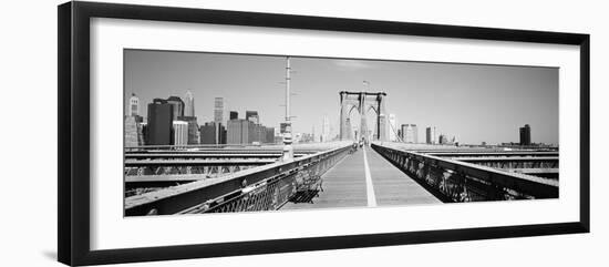 Bench on a bridge, Brooklyn Bridge, Manhattan, New York City, New York State, USA-null-Framed Photographic Print