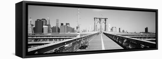 Bench on a bridge, Brooklyn Bridge, Manhattan, New York City, New York State, USA-null-Framed Premier Image Canvas